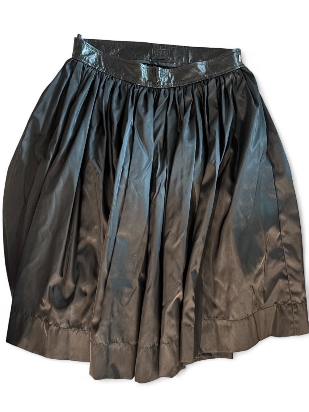Prada Black Full Pleated Skirt with Gloss Waistband